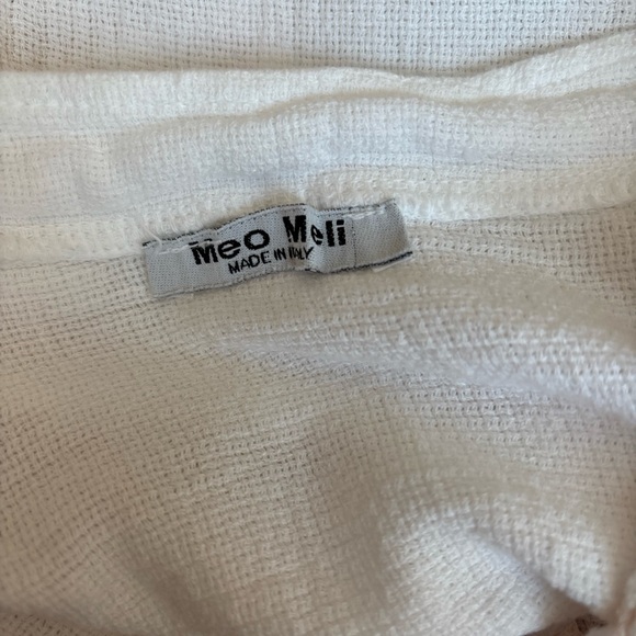 Meo Meli Italian White Cotton Linen Blend Dress Size M - Picture 5 of 6